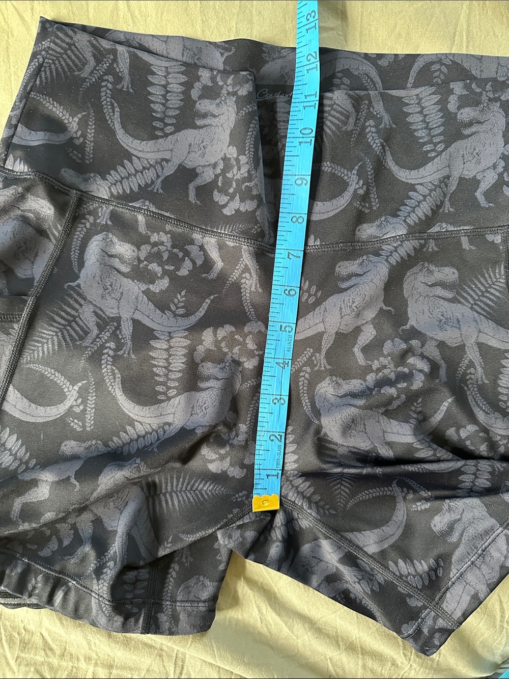 High-Waist Black CVG Dinosaur Print 6” Shorts - Picture 3 of 6